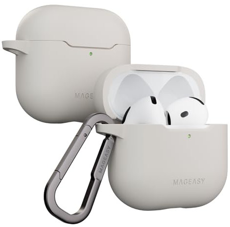 MAGEASY Design für AirPods 4 Case – Stoßfeste Schutzhülle für AirPods 4, fleckenresistent, glatt & hautfreundlich, unterstützt kabelloses Laden – Skin (Sternenlicht Weiß)