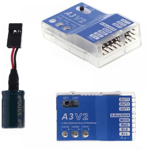 3 stabilisateurs de contrôleur de vol Gyro A3 V2 Compatible avec avions et hélicoptères RC à voilure fixe(5 PIECES)