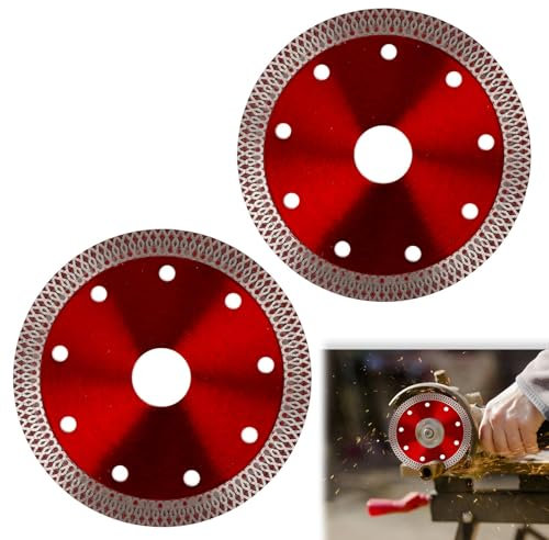 2 Pack 115mm Diamond Tile Cutting Discs for Angle Grinder Saw Accessory for Dry Wet Cutting Clean Cut on Porcelain Artificial Stones Granite Marble Concrete Bricks Ceramics Bricks Super Thin Fast