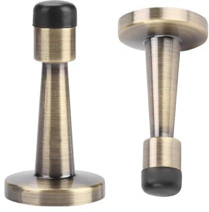 Brass Door Stop, Antique Brass Door Stop, Doors Stops Indoors for Wall Protection, 2-Pack Gold Doors Stops with Rubber Bumper for Indoor Outdoor Use in Home Office Hotel