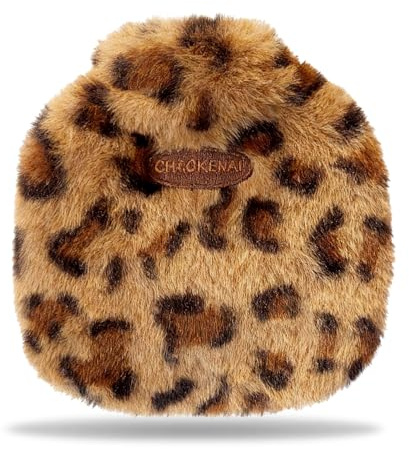 BSITSSS Borsa Acqua Calda Peluche 350ml, Leopardato Borsa Dell'acqua Calda, Rimovibile e Lavabile Boule Acqua Calda Carino Hot Water Bottle per Familiari e Amici Uomo Donna