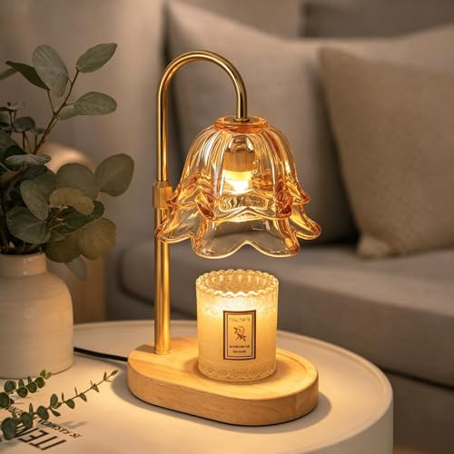 Tuocal Candle Warmer Lamp with Timer Dimmable, Height Adjustable Candle Warmers with 2 Bulbs, Wax Melt Warmer for Home Bedroom Decor House Warming Gifts for Women