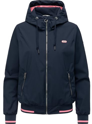 Ragwear Damen leichte, wasser- und winddichte sowie atmungsaktive Übergangsjacke kurze Funktionsjacke mit Kapuze Oggie Sporty YOUMODO XS-3XL