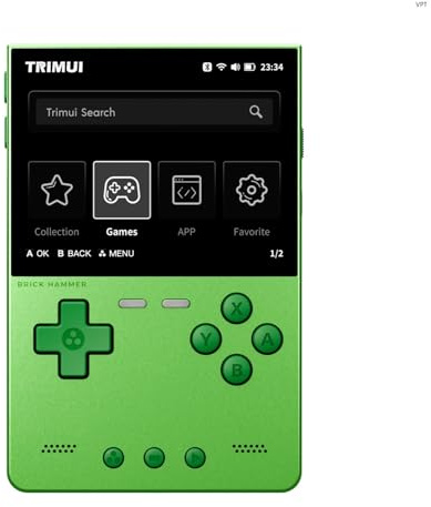 TRIMUI Brick Hammer Handheld Game Console, Green 64G | Mini Game Player, Portable Video Game Console, 3.2 inch IPS, Built-in 64G TF Card