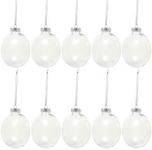 Transparente Befüllbare Christbaumkugeln Flach 10 Stück PET | Zwei Stück, Bruchsicher statt Glas, zum Selbstbefüllen, für Hängedekor und Partydeko