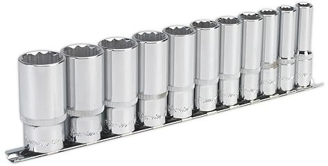 Sealey Ak2673 Socket Set 11Pc 3/8Sq Drive 12Pt Deep Walldrive Imperial
