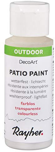 Rayher Hobby Rayher 38610702 Patio Paint, farblos, Flasche 59 ml, wetterfeste Acrylfarbe für Den Außenbereich, lichtecht, Farbe für Innen und außen, Outdoor-Farbe