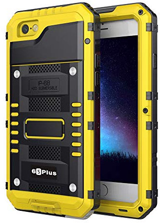 Beeasy iPhone 6 Plus/ 6S Plus Case, Heavy Duty Metal Defender Cover with Screen Military Protective, Waterproof Dropproof Shockproof Impact Strong Case For Outdoor Sport Protection,Yellow