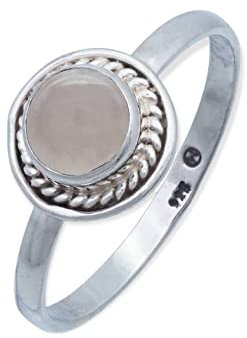 Ring 925 Silber Rosenquarz rosa Stein Edelstein echt Silber Damen Sterling Silber Geschenk (MRG-114-07-(50))