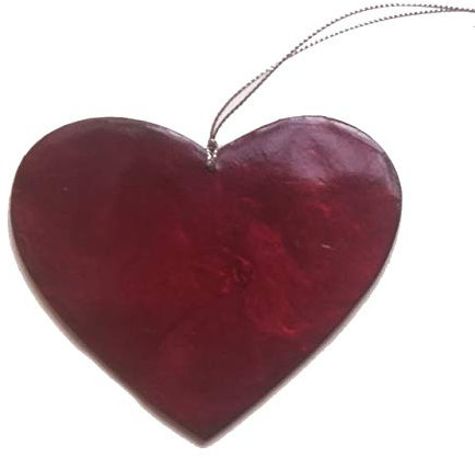 Capiz Muschel Christbaumschmuck Anhänger (Herz Rot)