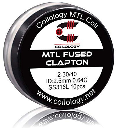 10x MTL COILOLOGY Ni80 SS316L Coils Fertigwicklung Wickeldraht Draht RBA DIY-24H (MTL Fused Clapton SS316L 0.64 Ohm)