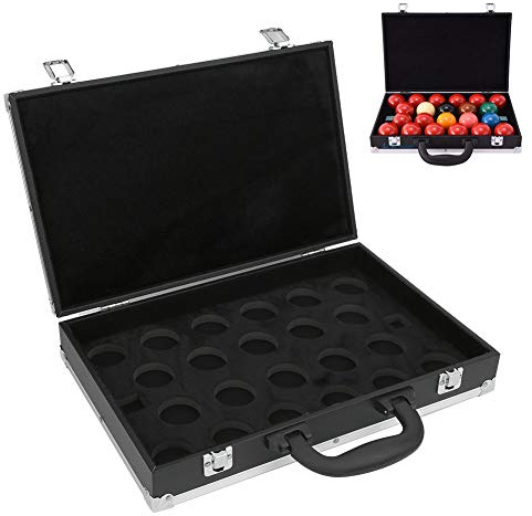 Snooker Billiard Balls Storage Box, PU Leather Case with Protective Foam Insert Holds 22 Balls, Stainless Steel Latches for Pool Ball Organization and Transport Black