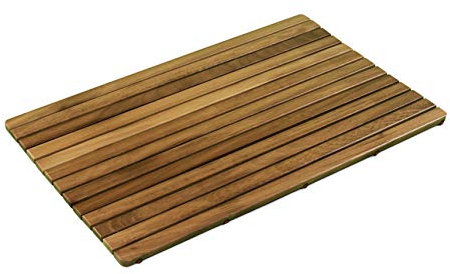 Tarima/Alfombra Flexible para Ducha y baño, en Madera de Teca (80 x 50 cm)