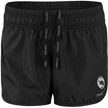 STARK SOUL Damen Sport Short Fitness Short vital, Funktionsshort, Atmungsaktiv, Schnelltrocknende Trainingsshort - Schwarz - M