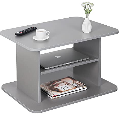 RICOO Couchtisch mit Stauraum 69 x 45 x 50 cm, Couchtisch Holz, Wohnzimmertisch für Couch Grau – WM094-PL, Tisch Wohnzimmer Tisch, Sofatisch, Coffee Table, Couchtisch klein, Couch Tisch