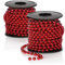 com-four® 2X Perlengirlande für den Weihnachtsbaum - Christbaumschmuck Perlenband - Weihnachtsdekoration - Hochzeitsdekoration - rot 15 m