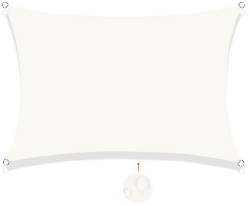 SUNNY GUARD Vela ombreggiante Impermeabile 2.5x4m Tenda a Vela Rettangolare,Tenda da Sole per Esterno Protezione Raggi UV per Giardino Esterno terrazza, Crema