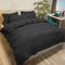 Poligino Housse de Couette 240x260 cm avec 2 Taies Oreiller 50x80 cm - Noir - Parure Lit 2 Personnes Microfibre