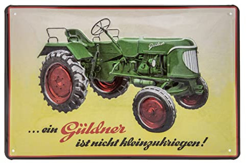 Retro Oldtimer Trakor Blechschild passend für GÜLDNER Schlepper Fans - Vintage Werbeschild, Garagen, Werkstatt Deko Schild geprägt, 30 x 20 cm