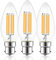 EXTRASTAR 6W C35 B22 LED Filament Candle Light Bulbs, Bayonet Cap Candle Bulb, 57W Equivalent, 2700K Warm White Energy Saving Bulbs, 750LM, Non-Dimmable, Pack of 3