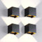 FUPE 4 Stücke Wandleuchte aussen/Innen Wandlampe LED Außenwandleuchten IP65 Wasserdichte Moderne Schwarz 6W 4000K Natürliches Licht Wandleuchte Quadrat Aluminium Strahlwinkel Einstellbar