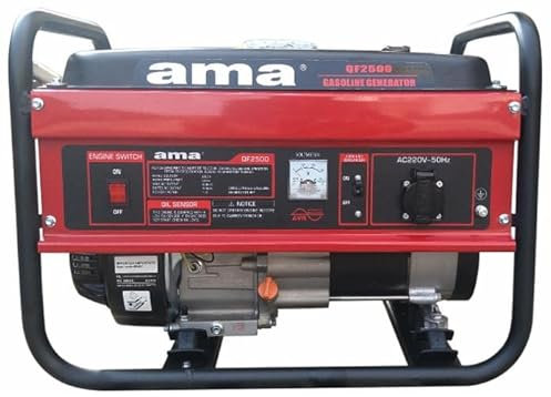 AMA Generatore a Benzina Monofase con AVR da 168 CC 2,2 kW - Colore Rosso e Nero, Avviamento Elettrico, Conforme Normative Stage V