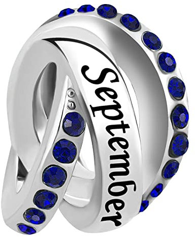 LSxAB Enero-Diciembre 12 Meses Color Piedra de nacimiento Abalorio de cumpleaños compatible con pulseras Pandora, Cobre, No es una piedra preciosa