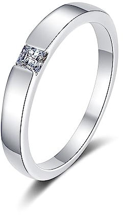 925er Sterling Silber Ringe für Herren, Einfache Runde Herren Ringe Weiß Moissanite Ring 0.3ct Größe 63 (20.1)