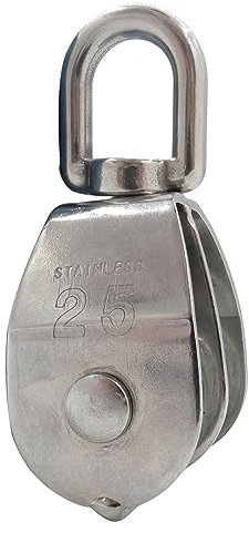 Molyorch Blockseilrolle Doppelt, Blockseilrolle Edelstahl, Umlenkrolle Klein, Pulley Block Edelstahl, Umlenkrollen Seile, für Wanderung, Camping, DIY Zubehör (M25)