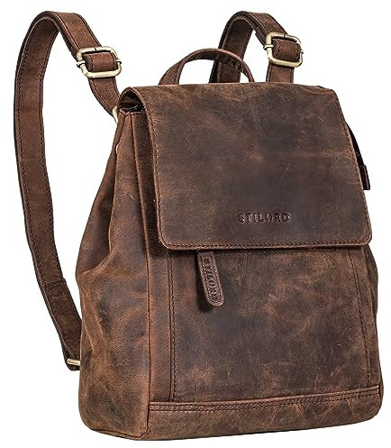 STILORD 'Allegra' Elegante Rucksack Handtasche Damen Leder Klein Cityrucksack Frauen Vintage Lederrucksack Daypack Retro Wildleder Umhängetasche, Farbe:zamora - braun