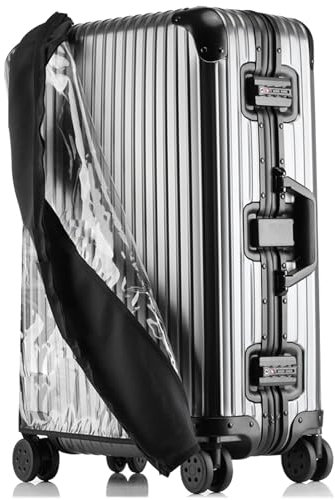 Linpr Elastisch Kofferhülle Kofferschutzhülle, Transparente Kofferhülle aus PVC, Keine Demontage Erforderlich Durchsichtige Koffer Schutzhülle, Reise Kofferüberzug Schutzhülle (Schwarz, 30 Zoll)