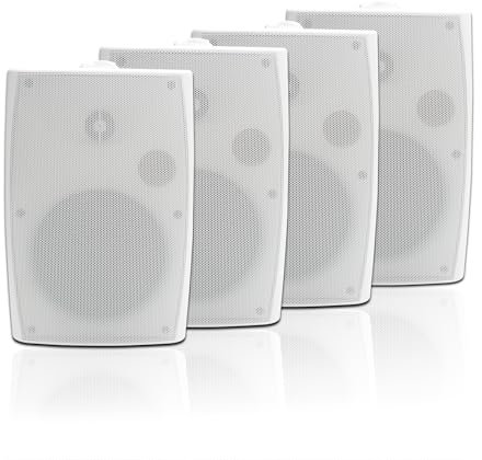 STUDIOFINIX Altavoces para Exteriores de 6.5 Pulgadas montados en la Pared, 800 W, Color Negro, solución de Audio Resistente a la Intemperie y de Alto Rendimiento (4 Altavoces) (Blanco)