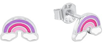 Prinzessin Lillifee Ohrstecker 925 Sterling Silber Mädchen Kinder Ohrschmuck, 0,6 cm, Silber, Regenbogen, Kommt in Schmuck Geschenk Box, 2037895