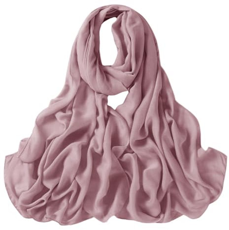 Lina & Lily Écharpe de luxe en viscose de bambou tissée pour femme - Châle solide et léger, vieux rose, taille unique