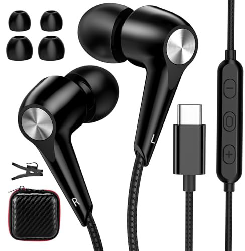 USB C Kopfhörer für Samsung A55 5G A35 Galaxy A54 A34,HiFi Stereo In Ear Headset USB C Anschluss mit Kabel ENC Mikrofon Geräuschabschirmung Typ C Ohrhörer für iPhone 16 15 Pro Pixel 9 8 7 Xiaomi 14 13