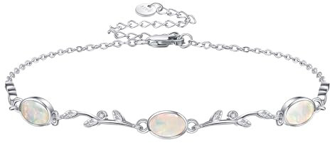 DAYLINLOVE Natürliche Opal Armband 925 Sterling Silber Naturstein Armband Opal Schmuck für Frauen Schwester Mutter Jahrestag Geburtstag Weihnachten Geschenke