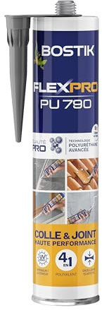 Bostik Mastic Colle & Joint Polyuréthane Flexpro PU 790 Gris anthracite Ral 7016, Multi-Usages, Intérieur et Extérieur, Cartouche de 300 ml