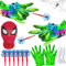 Funnity 2 Sets Grüne Spider Handschuhe mit Launch, Marve Spider Spielzeug Web Shooter, Spider Maske, Spider Kostüm Kinder für Fasching Spider Cosplay Spider Geschenk