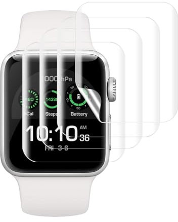 VSEER 4 Stück TPU Schutzfolie für Panzerglas für Apple Watch Series 4/5/6/se 40mm, Blasenfrei Flexible Schutzglas Folie, Ultra-klar Antifouling Apple Watch 40mm Displayschutzfolie