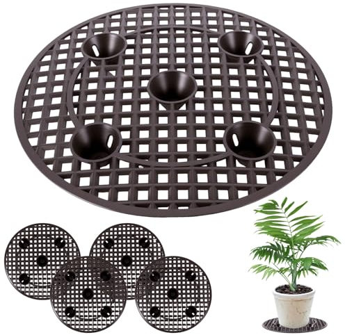 YUNYODA 5 supporti per piante in vaso, sottovaso, 30 cm, per piante in vaso, rotondi, per drenaggio, per interni, bonsai, esterni, vaso da giardino