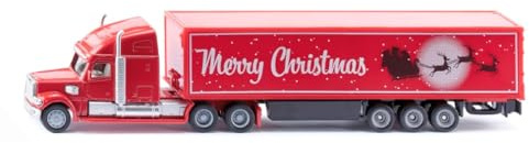 Siku 1788, Freightliner Weihnachtstruck, 1:87, Metall/Kunststoff, Rot/Weiß, Spielzeug-LKW für Kinder, Festliche Bedruckung, Gummierte Räder