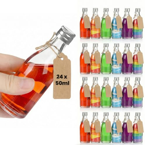 Amajoy Lot de 24 mini bouteilles en verre de 50 ml pour décoration de table Gradi