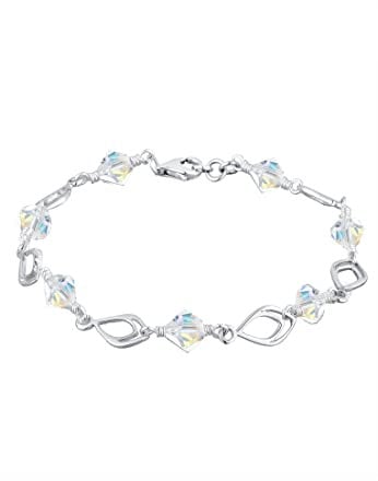 Elli Armband Damen Federn Filigran mit Kristalle in 925 Sterling Silber