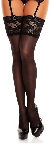 Glamory Luxury Bas Jarretelles Dentelle Large, 20 deniers, Noir, XL Grande Taille (Lot de 2) Women's