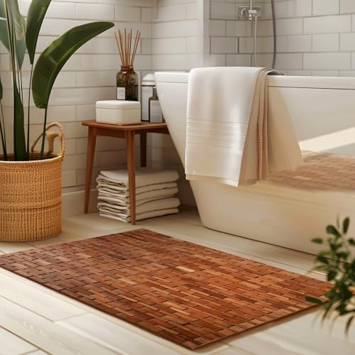 Tapis en bambou Mia Casa pura® - Tapis de bain ou tapis de sauna - 60 x 90 cm, Bambou, miel, 60 x 90 cm