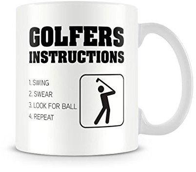 Behind The Glass - Golf Instructions - Printed Funny Mug - Great Gift/Present Idea, Ceramic, 11fl.oz.