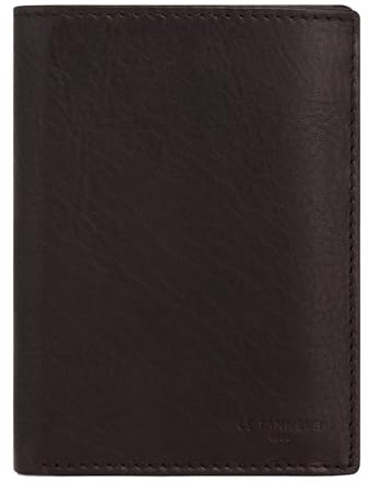 Le Tanneur, portefeuille vertical, en cuir huilé, Gary, homme, 5 poches plates, poche ID, poche monnaie zippée, 2 poches billets, 6 compartiments cartes, accessoire métallique finition argent