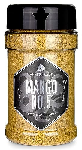 Ankerkraut Mango No.5, süß-fruchtiger BBQ-Rub und Grillgewürz zum Marinieren von Fleisch und Geflügel, 240g im Streuer