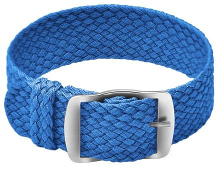 ULLCHRO Unisex Perlon Nylon Armband mit Edelstahl Silberne Schnalle 16mm Blau