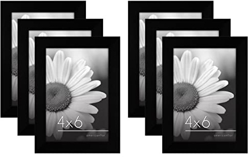 Americanflat 6x4 Photo Frames - Set of 6 - Gallery Wall Picture Frame Set in Black - Engineered Wood with Polished Plexiglass - Horizontal and Vertical Formats for Wall and Tabletop